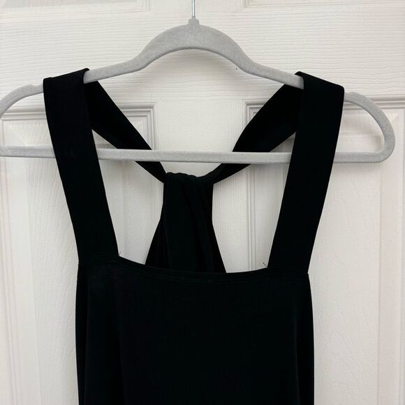 Clara SunWoo Boxy Lagenlook Tunic Dress Size Medium Black Grecian Halter Black - Picture 4 of 5